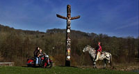 Portrait de groupe avec enfants et motocyclettes